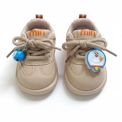 Beige Doraemon Infant Sneakers with Charm